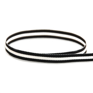 3/8&quot; Black & White Stripes Grosgrain Ribbon - Made in USA