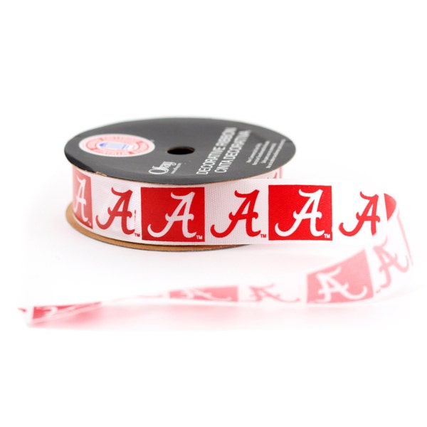 7/8" University of Alabama Crimson Tide Ribbon, Licensed by Offray  - 9 FEET