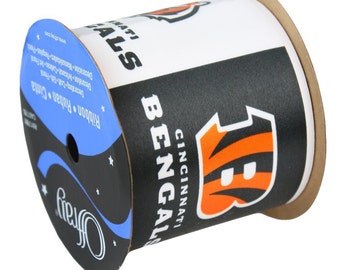 1 Yard of 2 inch Cincinatti Bengals grosgrain Ribbon 1 Yard of 2 inch Cincinatti Bengals grosgrain Ribbon