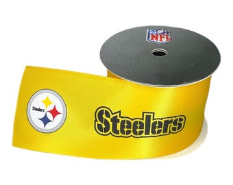 2 1/4" NFL Pittsburgh Steelers Satin Ribbon, Licensed USA Licensed Bows