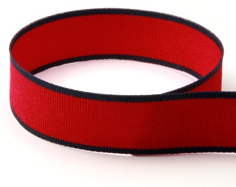 7/8" Red / Navy Stripes Grosgrain Ribbon - Made in USA