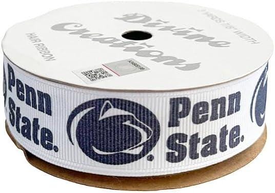 7/8" Penn State Grosgrain Ribbon, Licensed by Divine Creations - Officially Licensed - 3 Yards (9 Feet)