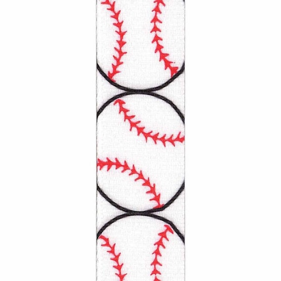 7/8 Baseball Printed Grosgrain Ribbon - Offray White Grosgrain Sports  Ribbon - Made in USA