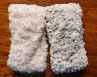 Handmade Faux Fur Ear Warmer Luxurious Wide  Crochet Headband - Super soft, warm, stylish and cozy!  White or Ermine Grey