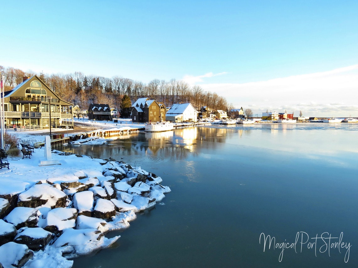 Winter Snow Scene in Port Stanley Harbour Lake Photos Etsy