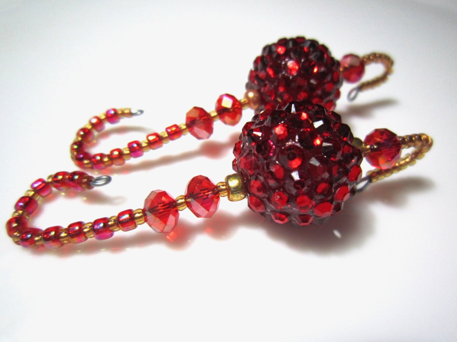 Red Jewel Beaded Christmas Ornament Hangers 2 Showstopper Etsy