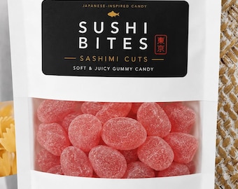 Sushi Bites™ Sashimi Cuts Cinnamon Chews | Cukierki inspirowane Japonią | Miękkie żelki | 3,5 uncji (100 g)