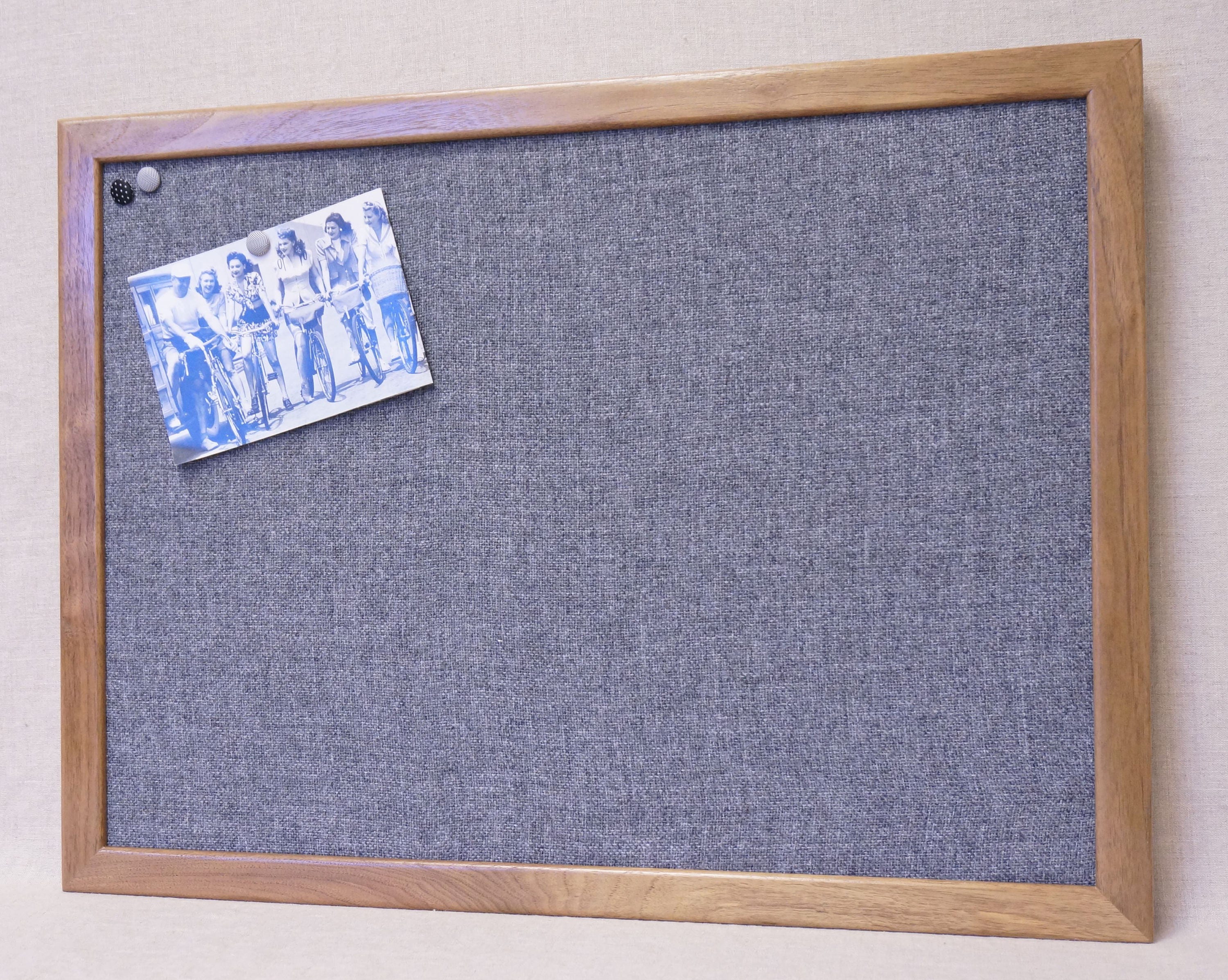 Large Framed Gray Fabric Bulletin Board Grey Burlap Pin Etsy