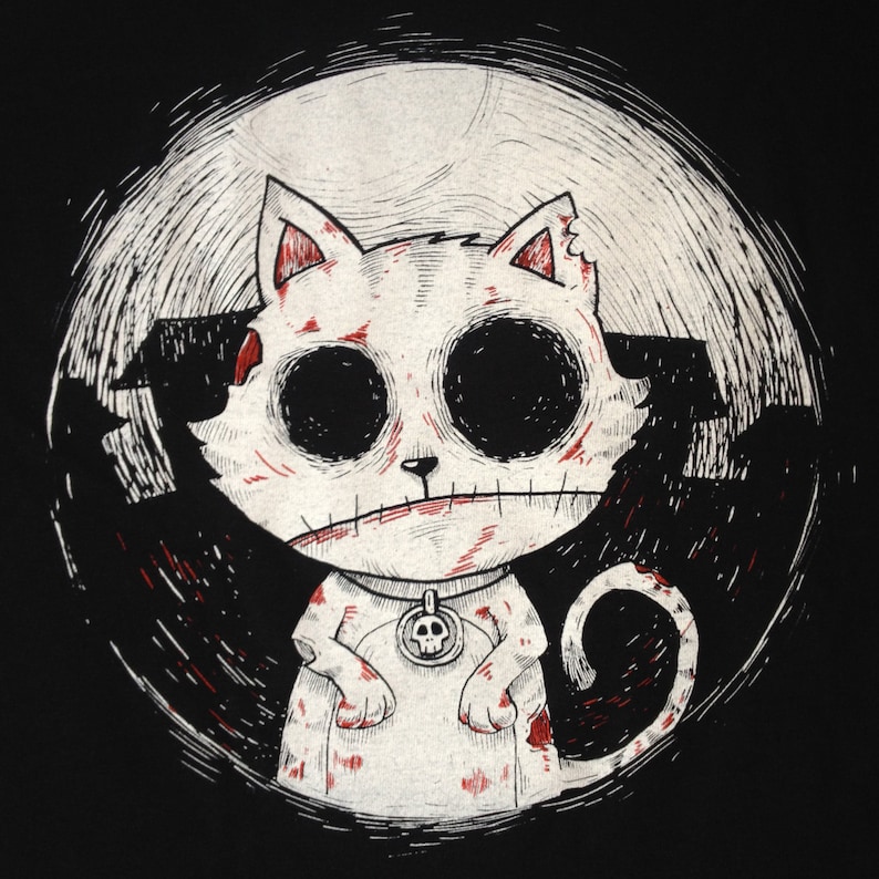 Afterlight Zombie Katze T-Shirt Damen Gothic Punk Rock Emo Kitty Alptraum