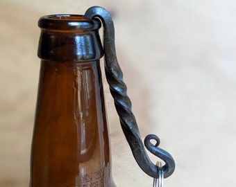 Bottle Opener / Stocking Stuffer / Hand Forged / Metal Rustic Key Chain / Hand Made / Father's Day / Gift for Men / Groomsmen