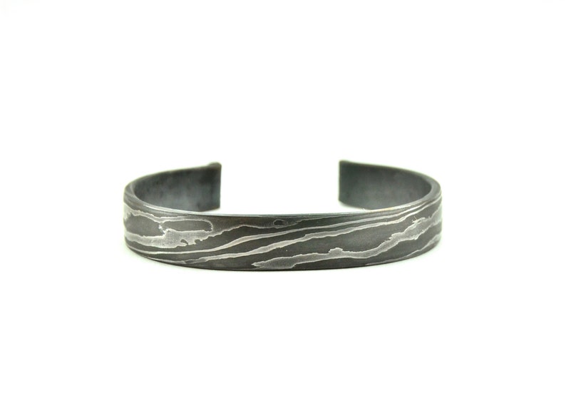 Damascus Bracelet Hand Forged Rustic Bracelets Men/'s Cuff Bracelet 11th anniversary Industrial Metal Bracelet