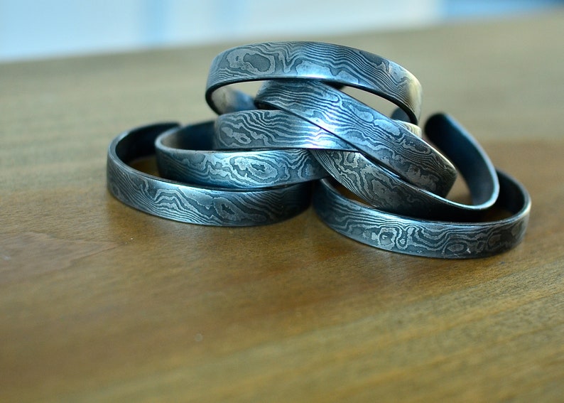 Damascus Bracelet Hand Forged Rustic Bracelets Men/'s Cuff Bracelet 11th anniversary Industrial Metal Bracelet