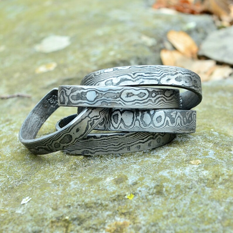Damascus Bracelet Hand Forged Rustic Bracelets Men/'s Cuff Bracelet 11th anniversary Industrial Metal Bracelet
