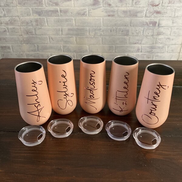 Personalized Champagne Flute / Custom Drinkware / Bridal Party Gifts / Bridesmaid Gifts / Wedding / Personalized Gifts / Stemless Flutes