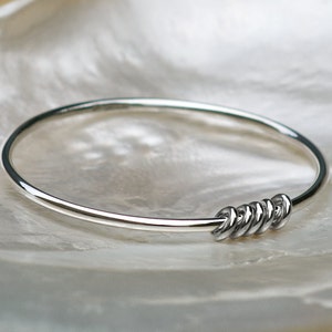 Eden 3 & Rings Solid Silver Bangle, Sterling Silver Bracelet. London Hallmarked. 3mm Wide