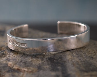 Handmade Heavy Sterling Silver Cuff Bracelet - London Hallmarked Zennor 12