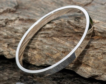 Zennor 6 Heavy Solid Silver Bangle, Handmade Sterling Silver Bracelet- London Hallmarked. 6mm Wide