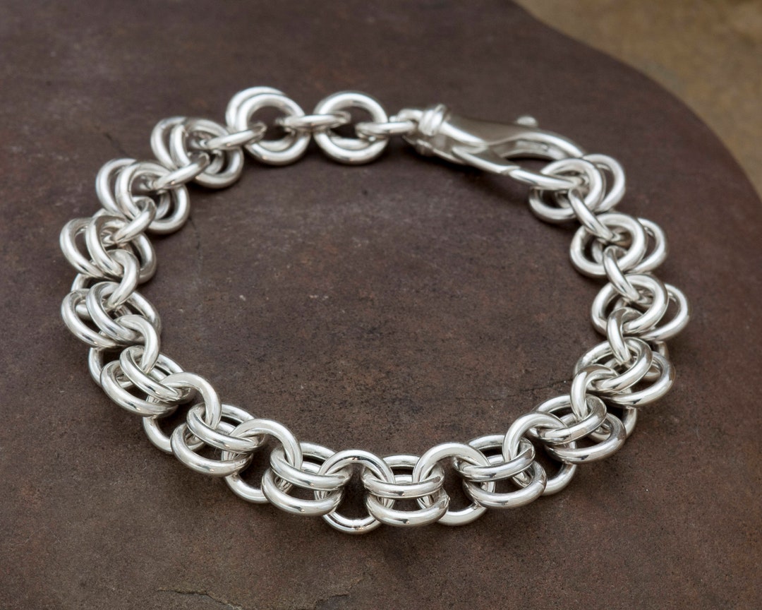 Ladies Chain Link Heavy Solid Silver Bracelet Mens Handmade - Etsy UK