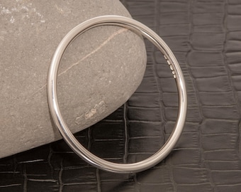 Eden 4 Solid Silver Bangle, Handmade Sterling Silver Bracelet - London Hallmarked 4mm
