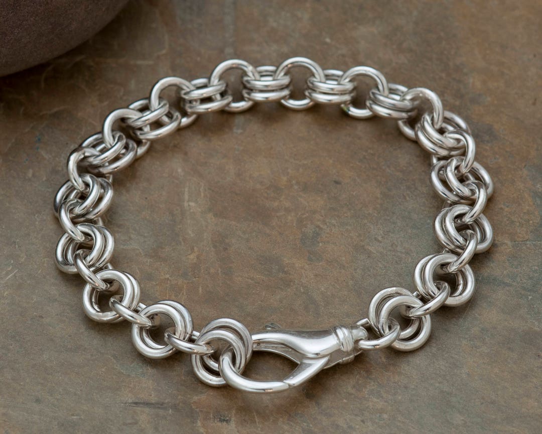 Mens Chain Link Heavy Solid Silver Bracelet Ladies Handmade - Etsy UK