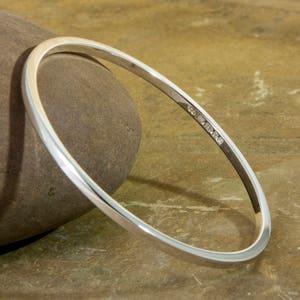 Newlyn 3 - Solid Silver Bangle, Handmade in Cornwall, Sterling Silver Bracelet - London Hallmarked. 3mm Wide