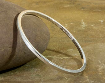 Newlyn 3 - Handmade Sterling Silver Bangle: Hallmarked Solid Silver Bracelet, Cornwall