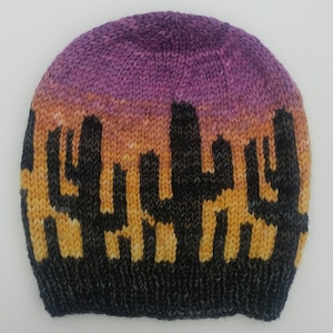 Patrón de tejido de gorro del Parque Nacional Saguaro