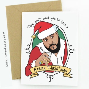 Cartão de Natal engraçado do Dj Khaled - Cartão de Natal - DJ Khaled - Cartão de Feliz Natal - Cartões de Hip Hop