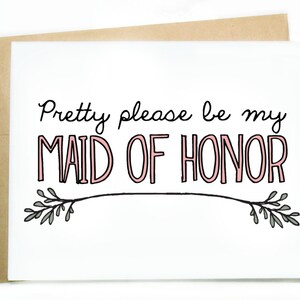 Por favor bonita ser mi Dama de Honor - tarjeta de la Dama de Honor - divertido serán usted mi tarjeta de la Dama de Honor - propuesta de Dama de honor - regalo - Dama de honor