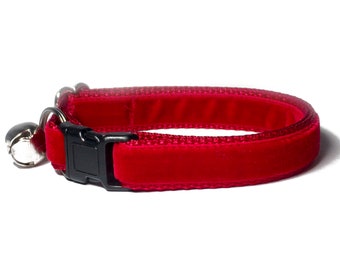 red velvet cat collar, fancy dog collar for dogs, kitten collar breakaway with bell, tiny dog collar, cute cat collar, cat gifts for cats