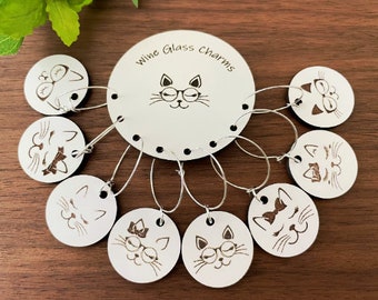 Cat Wine Charms, Wine Glass Charm Set, Cat Mom Gift Idea, Gift for Pet Groomer, Pet Sitter Gift, Birthday Gift for Sister In Law, Wine Gifts