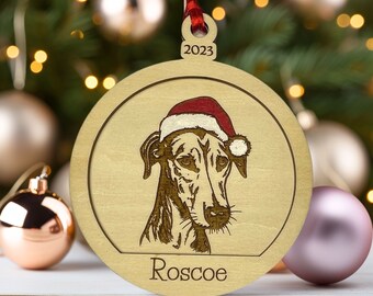 Custom Dog Ornament, Dog Memorial Gift, Gift for Dog Lovers, Personalized Dog Gift, Santa Paws Dog Breed Christmas Ornament, Greyhound