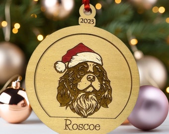 Custom Dog Ornament, Dog Memorial Gift, Gift for Dog Lovers, Personalized Dog Gift, Santa Paws Dog Breed Christmas Ornament, King Charles