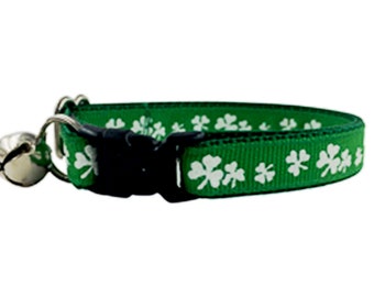 St Patricks Day Cat Collar, Breakaway Cat Collar, Sparkle Shamrock Cat Collar, Dog Collar, Puppy Collar, Kitten Collar, Cute Cat Collar