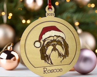 Custom Dog Ornament, Dog Memorial Gift, Gift for Dog Lovers, Personalized Dog Gift, Santa Paws Dog Breed Christmas Ornament, Shih Tzu