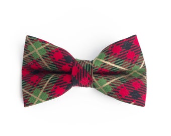 Plaid Christmas Cat Bow Tie, Christmas Dog Bow Tie, Tiny Dog, Red Dog Bowtie, Gifts for Cats, Gift for Dog Owner, Pet Gifts, Pet Accessories