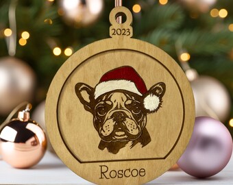 Custom Dog Ornament, Dog Memorial Gift, Gift for Dog Lovers, Personalized Dog Gift, Santa Paws Dog Breed Christmas Ornament, Frenchie