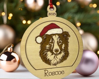 Custom Dog Ornament, Dog Memorial Gift, Gift for Dog Lovers, Personalized Dog Gift, Santa Paws Dog Breed Christmas Ornament, Sheltie
