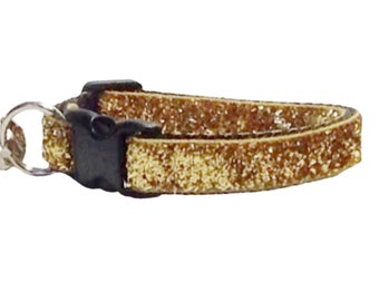 Sparkle Cat Collar Gold, Bling Cat Collar, Kitten Collar Breakaway, Puppy Collar Girl, Luxe Dog Collar, Cat Gifts for Cats, Tiny Dog Collar