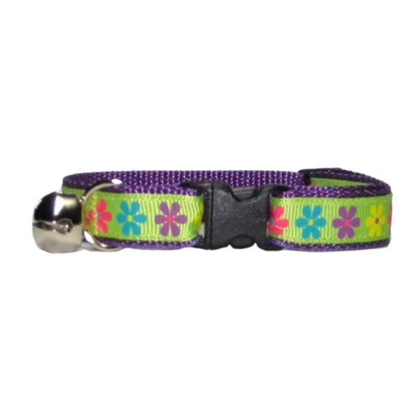 Flower Cat Collar, Retro Cat Collar, Purple Dog Collar, Small Dog Accessories, Kitten Collar Breakaway, Groovy Dog Collar, Cat Gifts for Cat