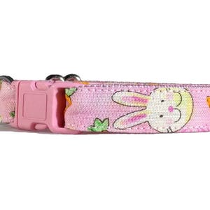 Easter Cat Collar Pink, Breakaway Cat Collar with Bell, Easter Dog Collar Carrots, Easter Dog Collar xsmall, Spring Cat Collar