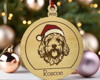 Goldendoodle, Custom Dog Ornament, Dog Memorial Gift, Gift for Dog Lovers, Personalized Dog Gift, Santa Paws Dog Breed Christmas Ornament