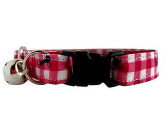 summer cat collar, red check dog collar, new cat gift, toy breed dog collar, collar for rabbit, kitten collar, small dog accessories, bengal