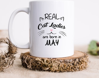 May birthday mug, coffee lover gift for her, ceramic mug for mom, coworker gift, mug for cat lover, tea lover mug, coffee cup for daughter