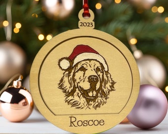 Custom Dog Ornament, Dog Memorial Gift, Gift for Dog Lovers, Personalized Dog Gift, Santa Paws Dog Breed Christmas Ornament, Golden Retrievr