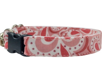 Pink Paisley Cat Collar, Breakaway Cat Collar with Bell, Small Dog Collar, Paisley Dog Collar, New Kitten Gift, Cat Gifts for Cats, Teacup