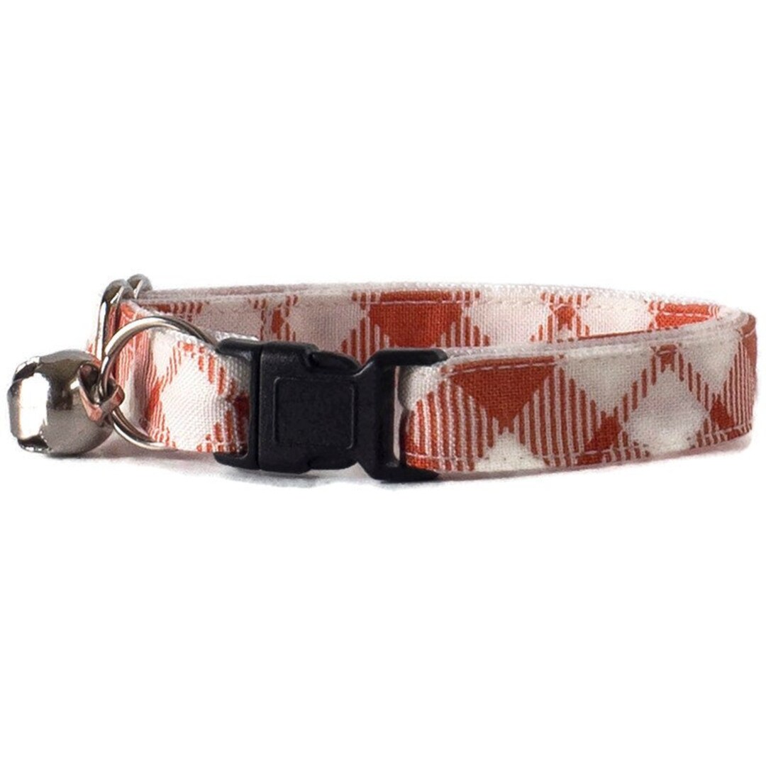 Plaid Cat Collar Orange Cat Collar Cat Collar Breakaway Etsy