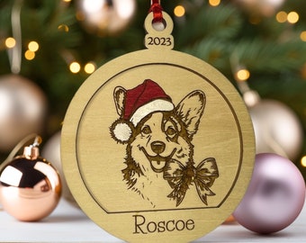 Custom Dog Ornament, Dog Memorial Gift, Gift for Dog Lovers, Personalized Dog Gift, Santa Paws Dog Breed Christmas Ornament, Welsh Corgi