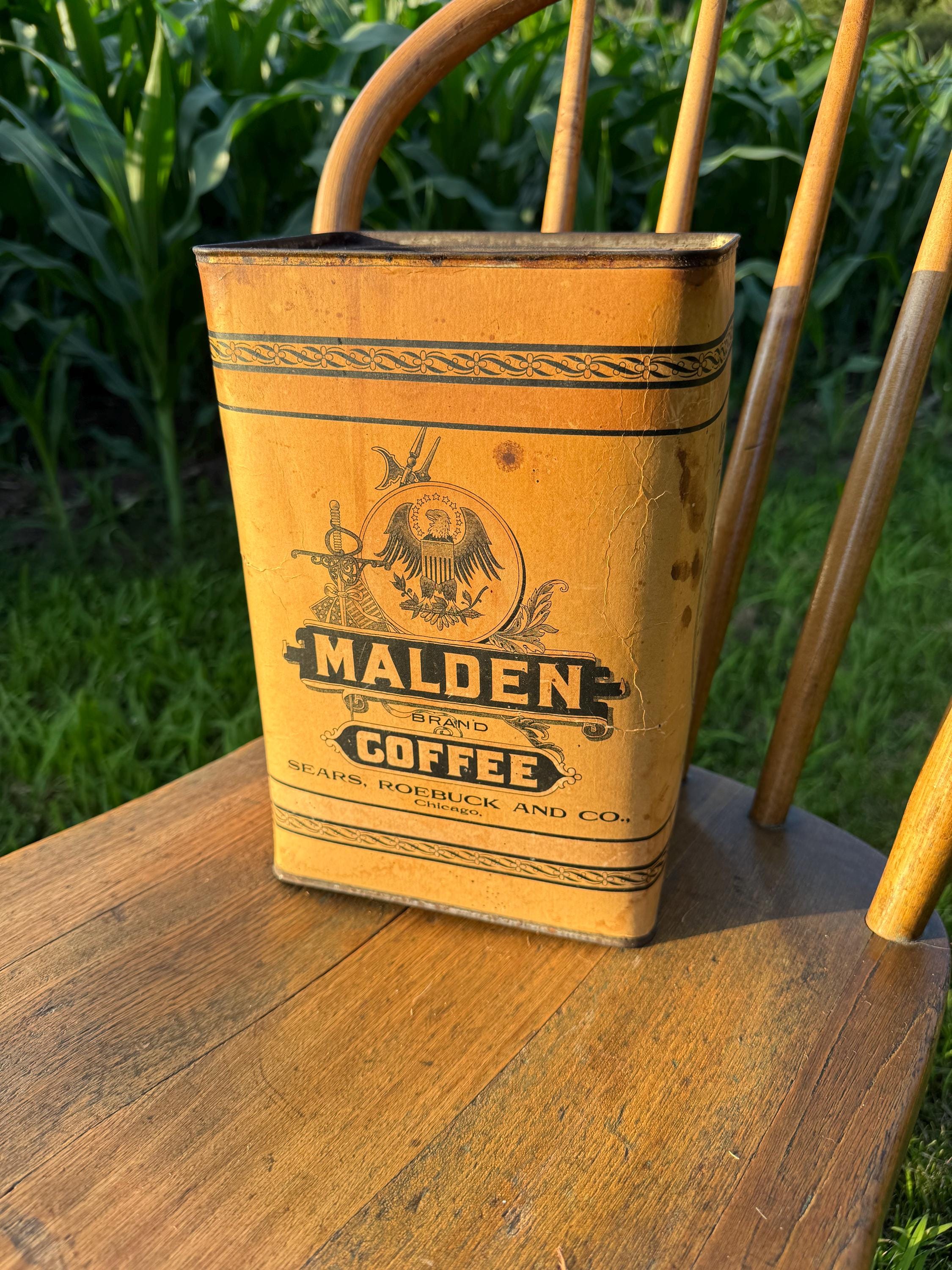Vintage Malden coffee cardboard tin Sears Roebuck
