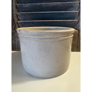 Antique Salt Glazed Stoneware Crock 8 Inch Primitive Butter Churn Storage Pot
